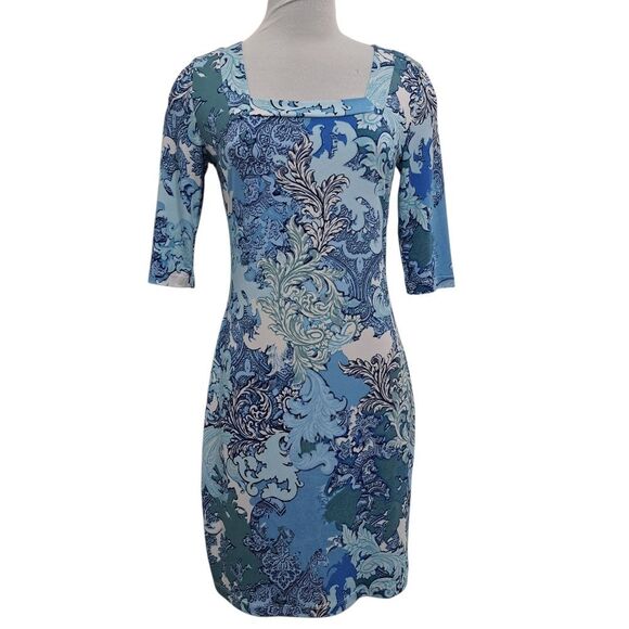 Jean-Pierre Klifa Paisley Fairy Square Neck Denim Multi- Color NWT - Picture 3 of 13